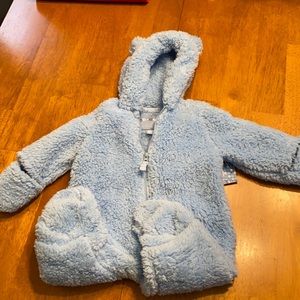 NWT faux fur zip up coveralls